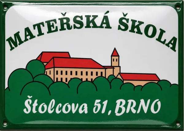 Smaltovaná cedule pro školku se super grafikou Školka 8
